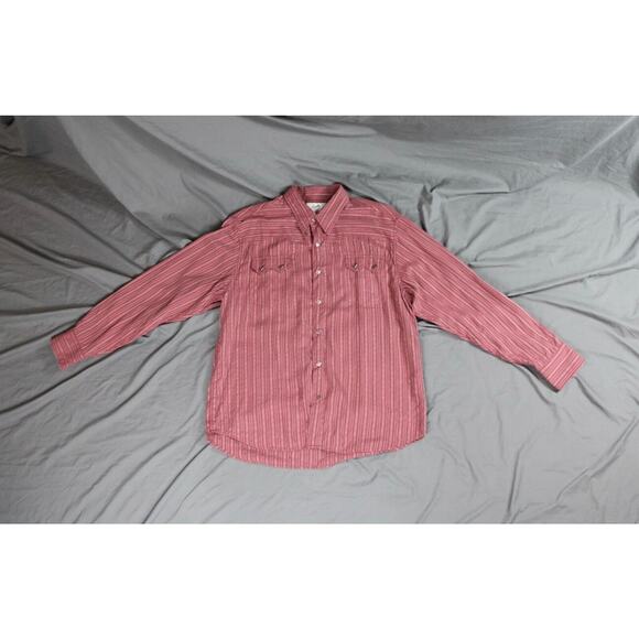 Scully Western Shirt L Mens Pink Stripes Pearl Snaps Cowboy Rockabilly Rodeo VTG - Picture 1 of 7